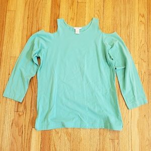 Turquoise Cold Shoulder Top